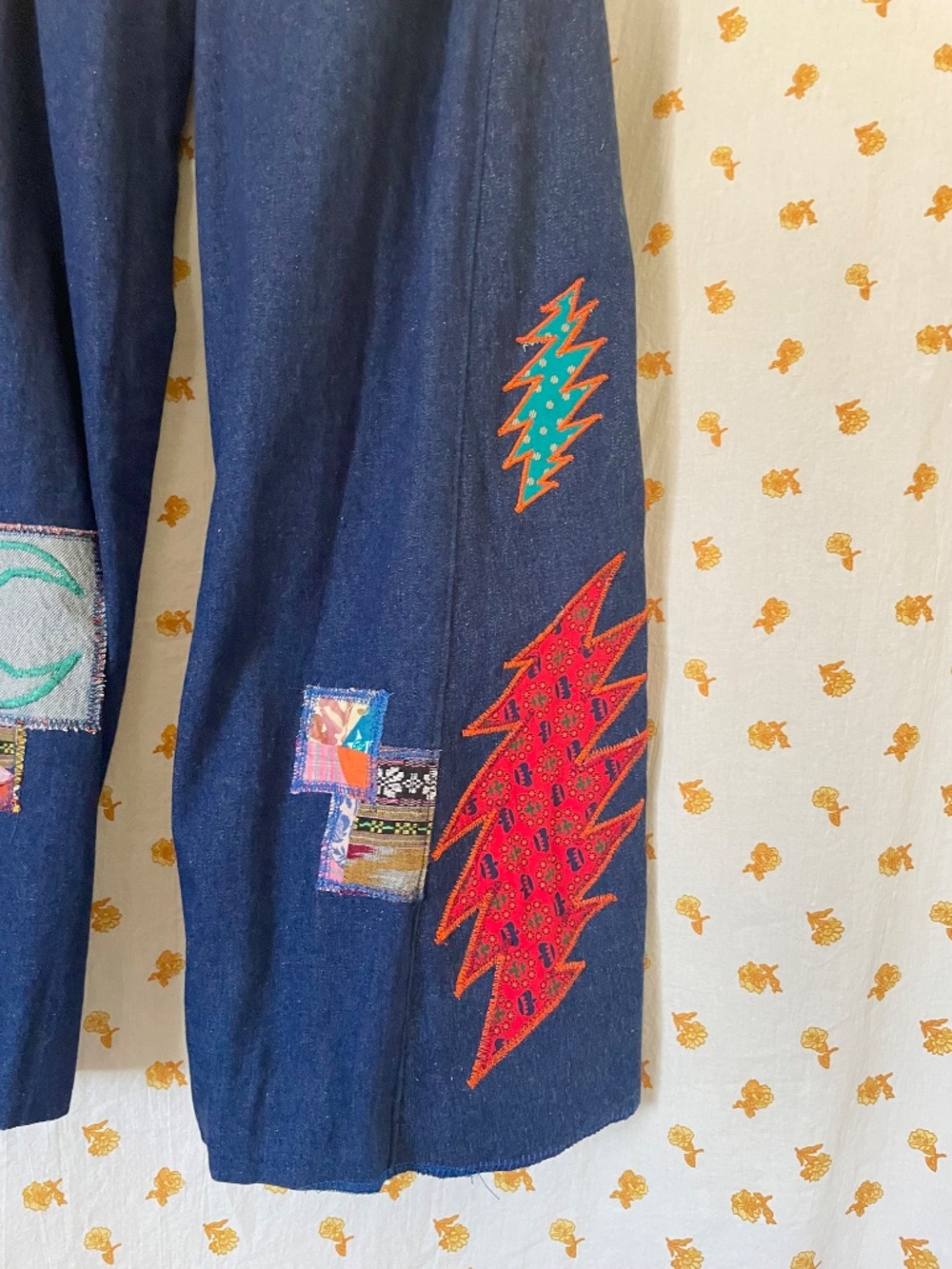 Upcycled Noah’s Flood Patchwork Pull On Jeans - Picture 3 of 8